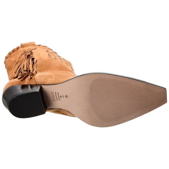 Schutz  Alexxa  Western Fringe Suede Boots Brown Size 7.5 NWT - Picture 5 of 15